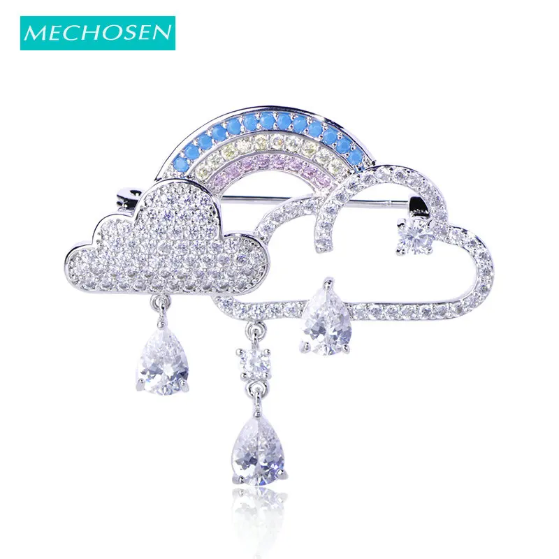 MECHOSEN медная Радужная брошь с полым облаком булавки кисточкой броши блестящим