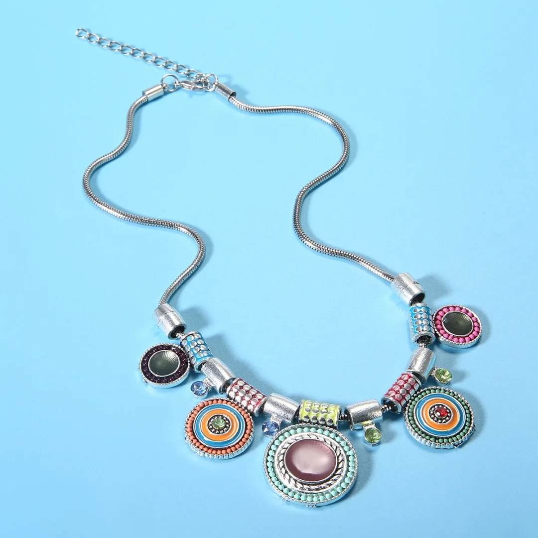 Women Summer Bikini Beach Party Accessories Boho Charming Circle Long Choker Chain Necklace Shellhard Statement Jewelry Gift
