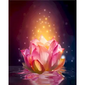 

Gatyztory 60x75cm DIY Painting By Numbers Lotus Handpainted Flower Oil Painting Canvas Colouring Artwork Wall Decor