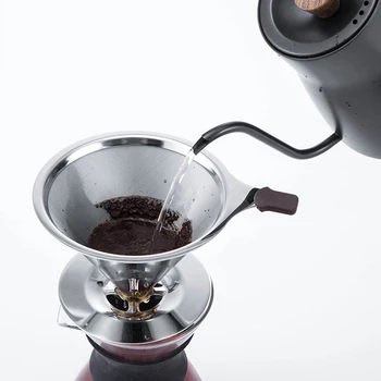 

Coffee Filter Holder Stainless Steel Reusable Coffee Strainer Rack Dripper Mesh Basket Brewing Coffee Holder Cone Funnel Dripper