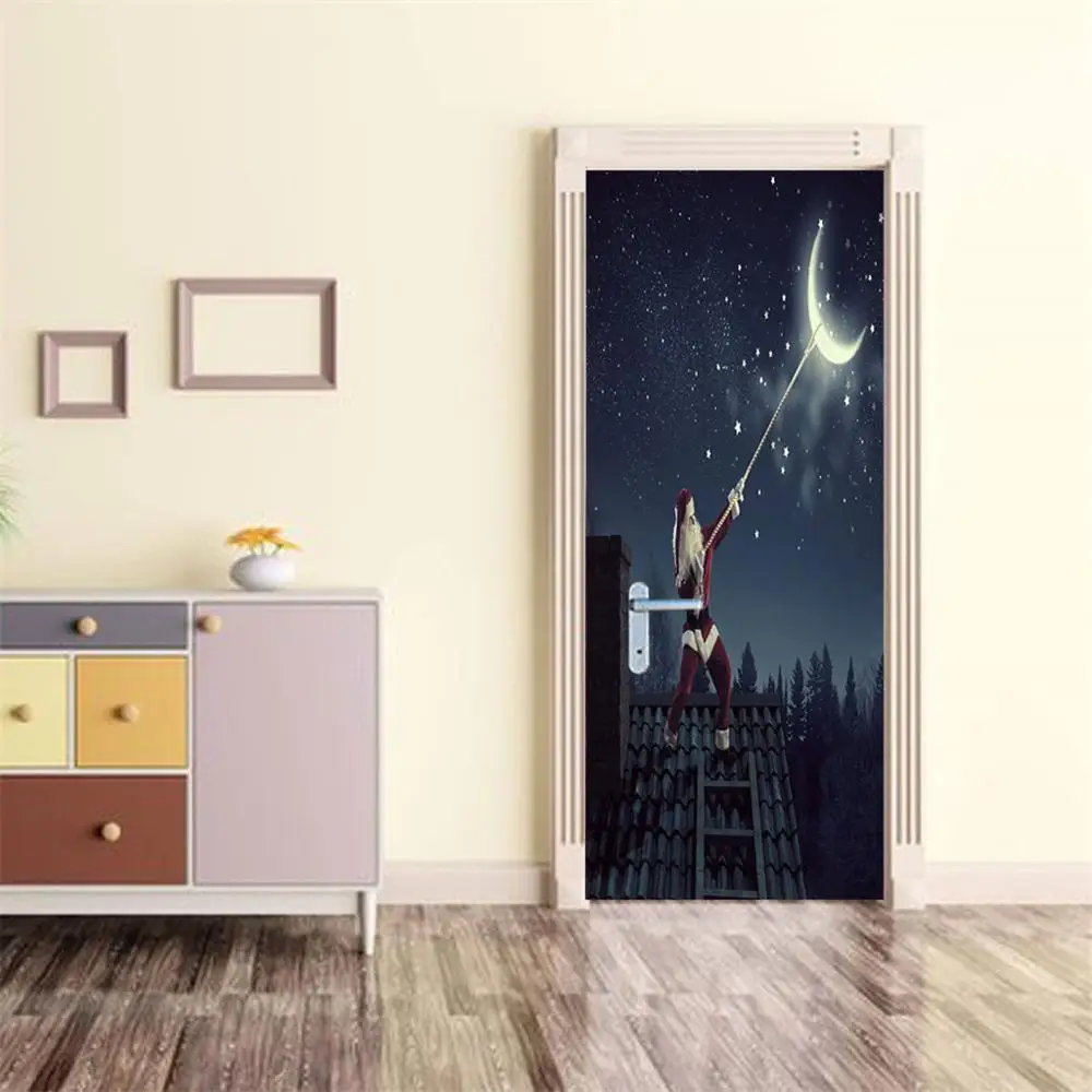 3D Рождественская дверная наклейка DIY украшение дома наклейки самоклеющиеся резиновые двери водонепроницаемый настенной двери спальни украшения@ 30