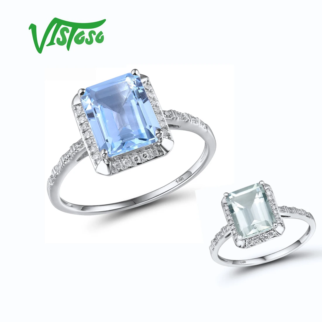 VISTOSO JEWELRY Genuine Diamond Band Ring 14K 585  White Gold R316376DIA14KW