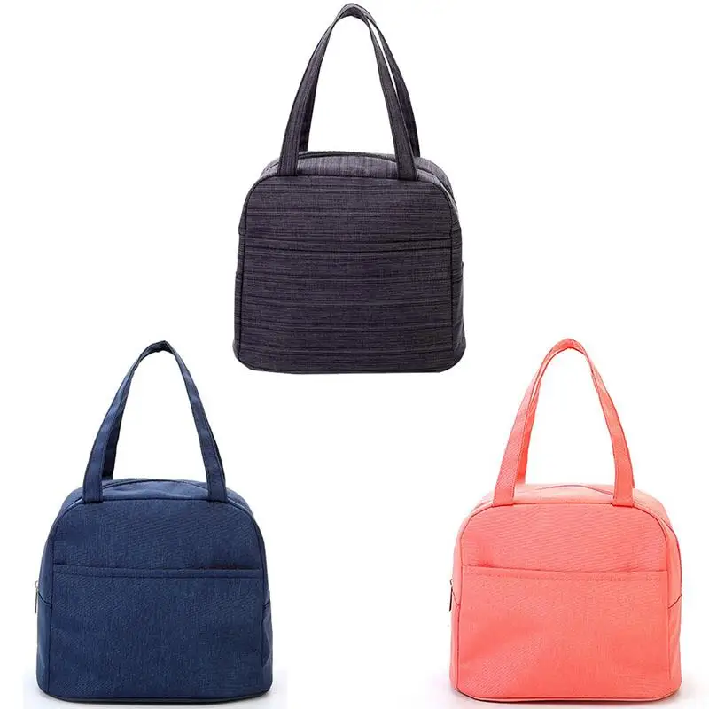 

High Quality Oxford Cloth Lunch Bag Portable Solid Color Thermal Lunch Handbag Lunch Holder For Outdoor Picnic