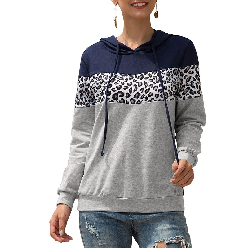 Women Hoodies Sweatshirt Hoody 2020 Spring Long Sleeve Patchwork Pullover Leopard Print Woman Hoodie Clothes Tracksuit Friends