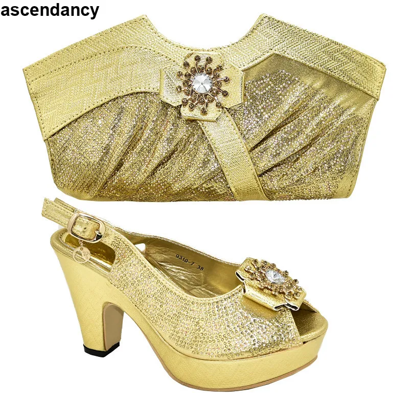 

Latest Design Bag and Shoe Set Nigeria Party Women Shoes and Bag To Match for Parties Italy High Heels Women Wedding Party Shoes