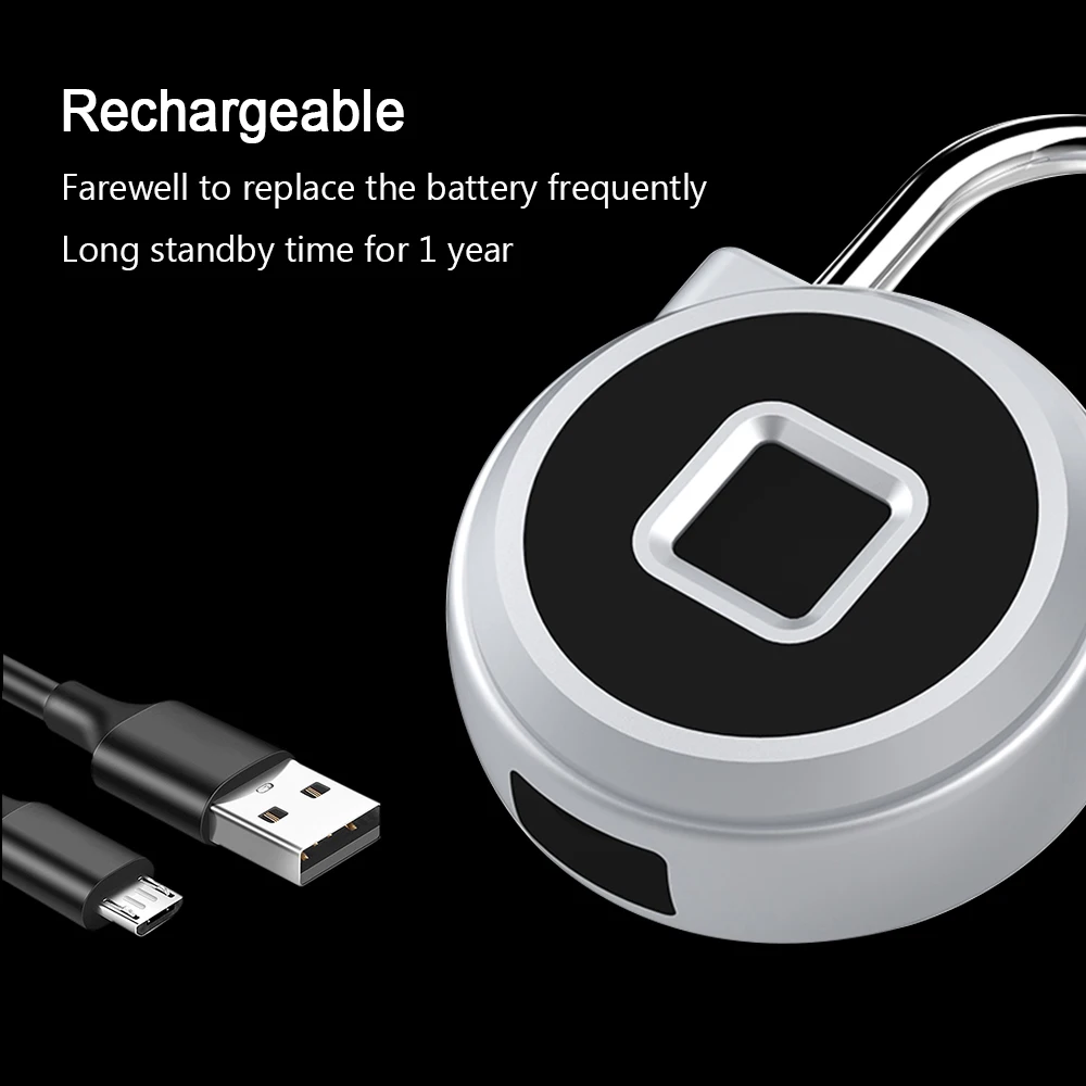 20 Sets Fingerprint Padlock Smart Thumbprint Lock 2 Administrators Portable Keyless Anti-Theft for Locker House Door Suitcase