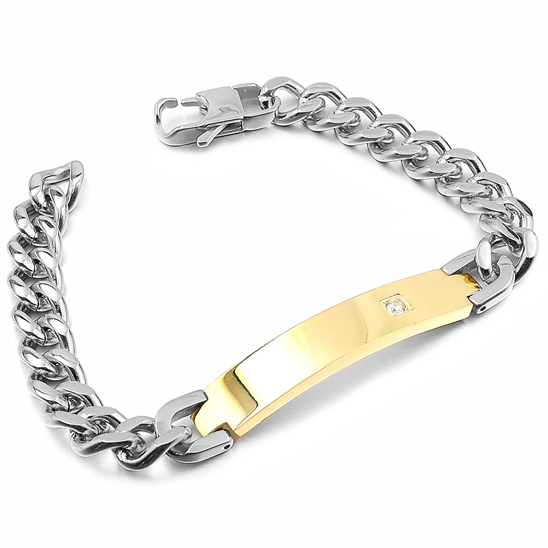 gold silver color GOKADIMA мужской браслет золотого цвета из нержавеющей стали ID Новое поступление, стразы, ювелирные изделия оптом, WB743 - Окраска металла: gold silver color