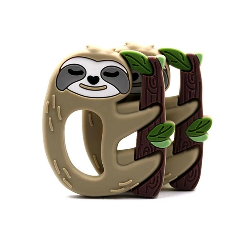 

2pcs Sloth Silicone Teethers Food Grade Teether Silicone Animal Baby Teething Gift Chewing Toddler Toys Mordedor