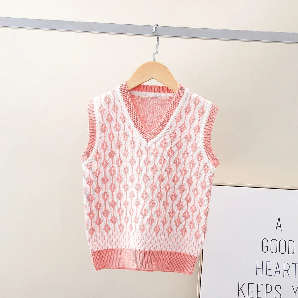 Baby Boys Wool Knit Vest Diamond pattern Kids Waistcoats Sleeveless Sweater For Girls Autumn V-neck Children Knitwear children vest