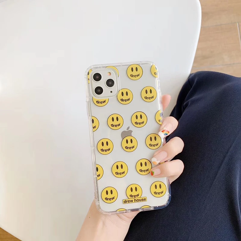 Роскошный бренд Джастин Бибер drew house мягкий силиконовый чехол для iPhone 6 7 8 8plus X XR XS Max 11 Pro смайлик чехол для телефона - Цвет: C