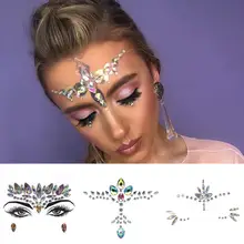 Tattoo Rhinestone Glitter Elegant No Residue 3D Sexy Face Tattoo Stickers Temporary Decor for Female
