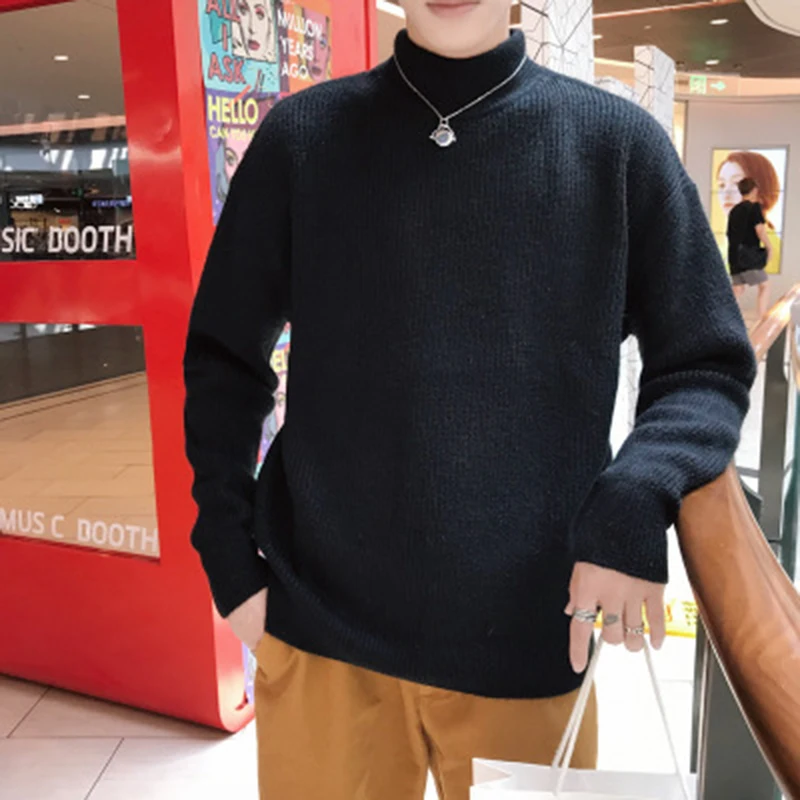 2019 Brand Autumn And Winter New Sweater Male Trend Personality Men's Loose Tide Brand Half High Collar Men's Sweater 2019 Brand Autumn And Winter New Sweater Male Trend Personality Men's Loose Tide Brand Half High Collar Men's Sweater