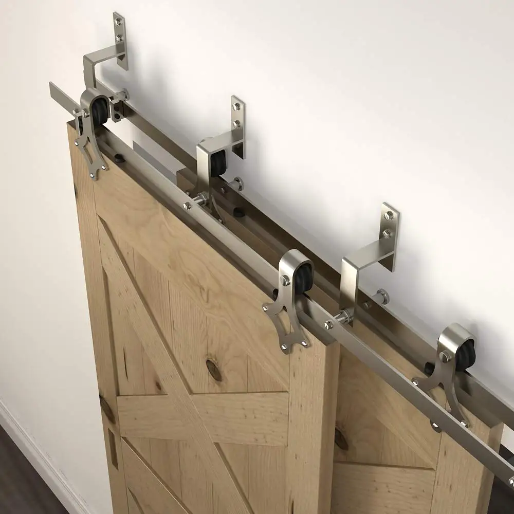 3 предмета в комплекте Wall-Mount атласная Никель Сталь обходной кронштейн для раздвижные двери сарая Комплектующие дверей