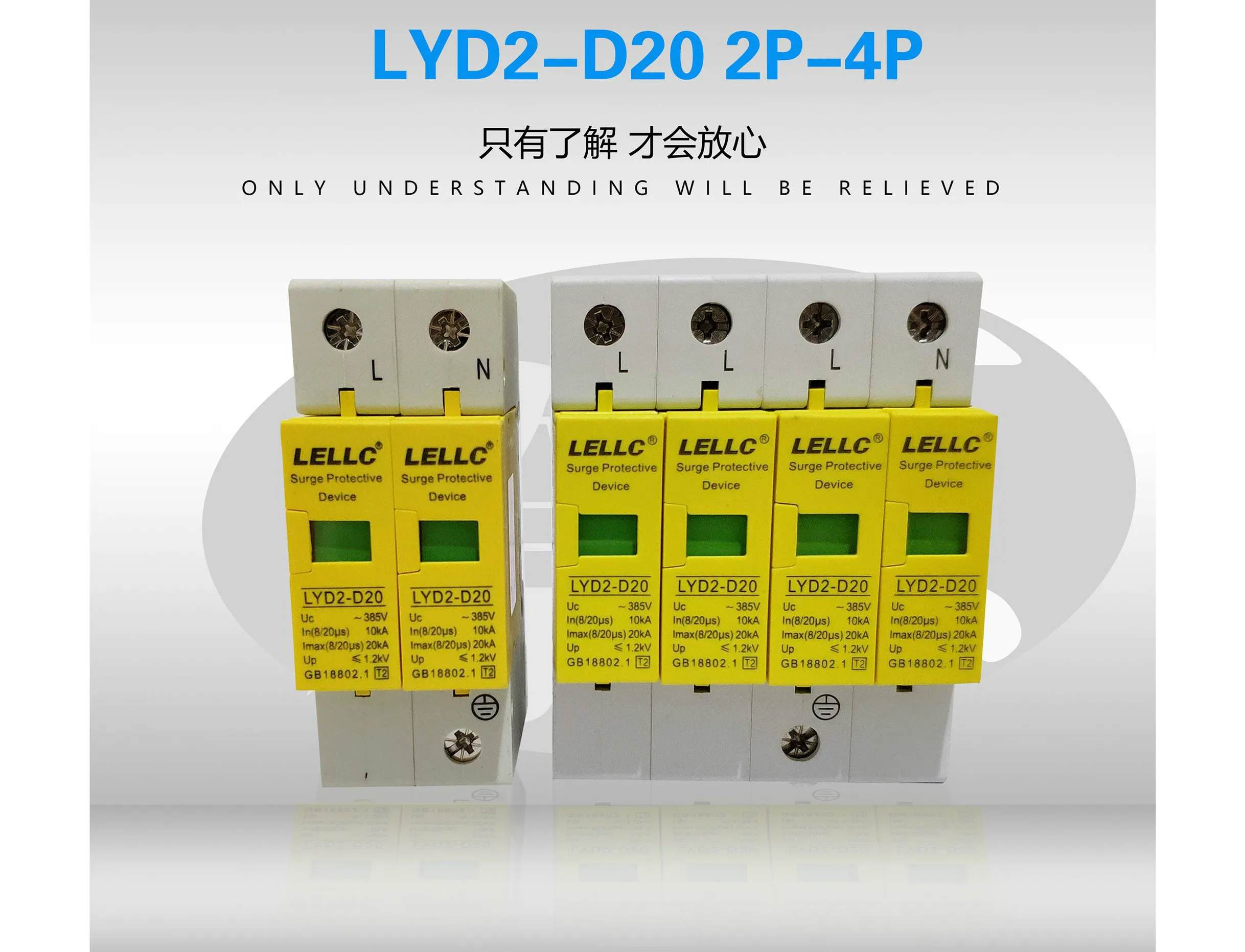 

LELLC Surge Protector LYD2-D20 10-20KA 2P 4P Surge Protection Device Lightning Protector