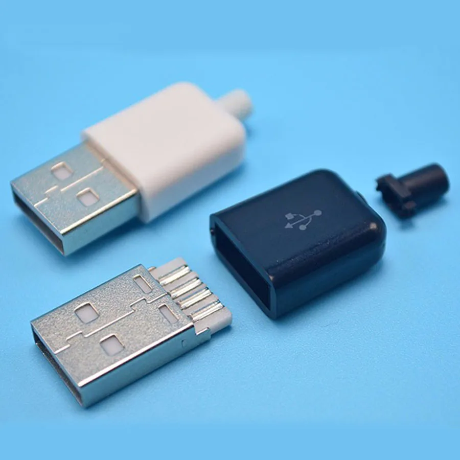 EClyxun 10 шт. Diy USB Разъем 2,0 вилка стандарта США 4 Pin Тип в Компоненты белого и черного цвета Пластик крышка