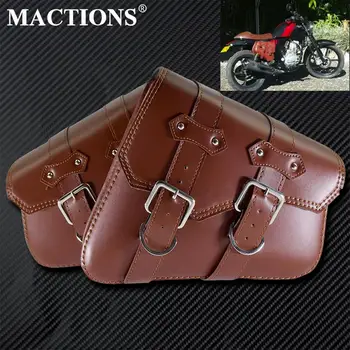 

2Pcs Motorcycle Brown Saddle Bags Pu Leather Side Tool Bag Fits For Harley Sportster XL883 XL1200 Out Door Luggage Bags