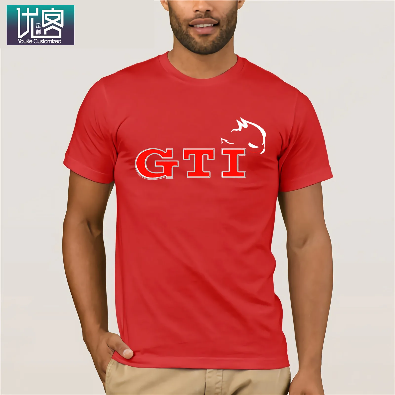 Gti/футболка; популярная футболка с круглым вырезом; хлопковые футболки; Забавные футболки; хлопковые топы; футболка - Цвет: red