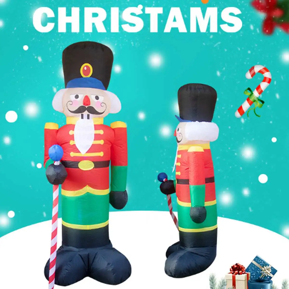 

150cm 240cm Inflatable Nutcracker Doll Christmas Decoration Miniature Figurines New Year Christmas Ornaments Home Decor