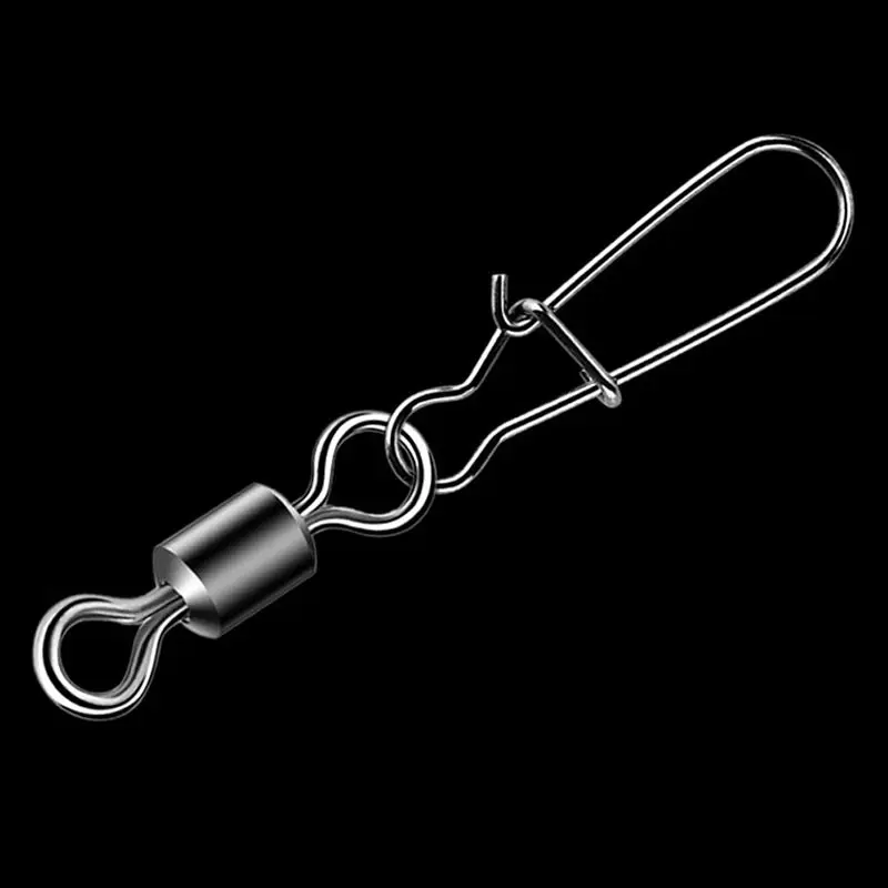 

50PCS/Lot Fishing Connector Pin Bearing Rolling Swivel Stainless Steel with Snap Fishhook Lure Tackle