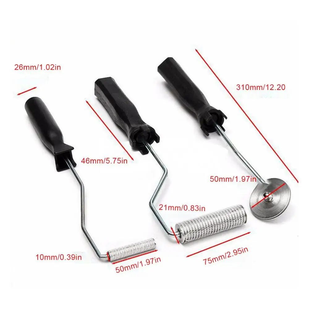 Delaman Bubble Paddle Tool 3Pcs bubble buster rollers bristle/paddle/nobby/corner roll for glass fiber laminating