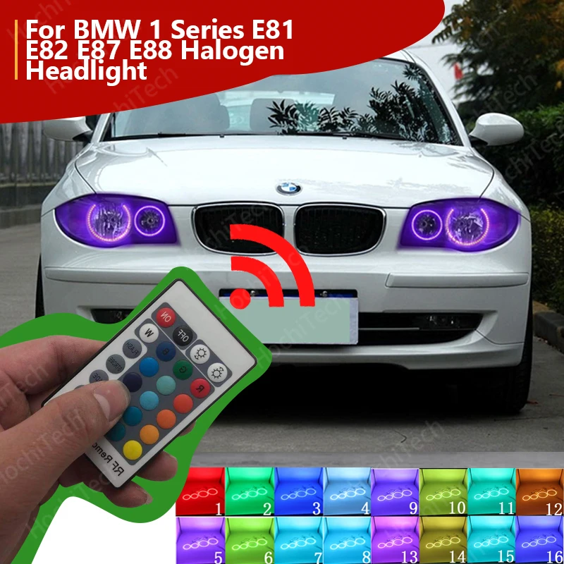 Rgb Multicolore Led Angel Eye Halo Rings Light Per Bmw Serie 1 E81 E82 E87 E88 Faro Alogeno