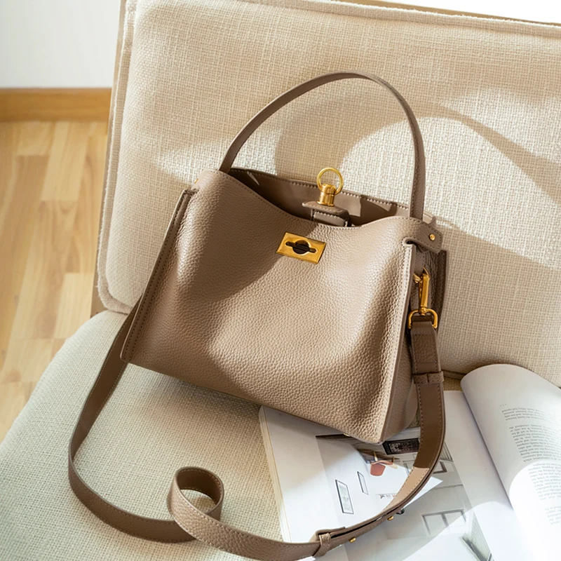 

WOONAM Women Fashion Handbag Top Hide Genuine Calf Leather Large Tote Bag WB1049