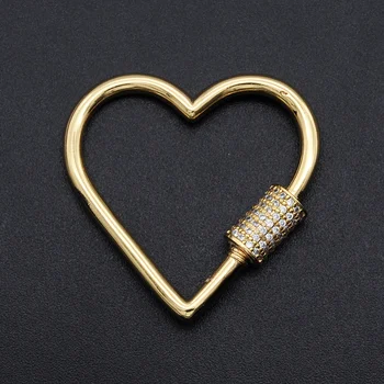 

3pcs/lot 31mm CZ Zircon Heart Spiral Lock Hook diy Jewelry Clasp Wholesale Bracelet Making Clasps Trendy Style Clasps