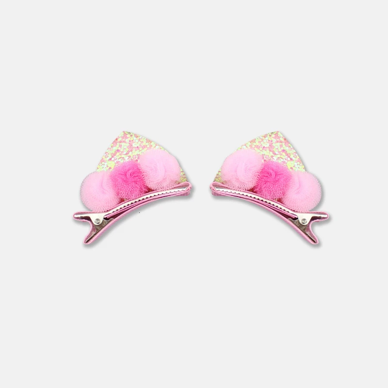 3 ball pink 2 шт./компл. блестящими пайетками довольно заколки для волос для девочек цвета радуги с цветочным рисунком с блестками с украшением в виде кошачьих ушек зайчика заколка для волос аксессуары для волос - Цвет: 3 ball pink