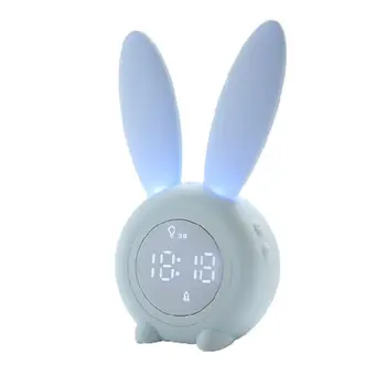 

USB Bunny Alarm Clock Night Light Sound Control Countdown Snooze Time Temp Home 50JC