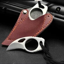 

Mini Portable Girls Camp With Leather Sheath EDC Tool Package Opener Pocket Karambit MC Knife