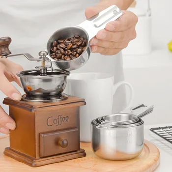 

7 sets of stainless steel large scoops with scale, flour measuring scoop, coffee measuring scoop, measuring cup low