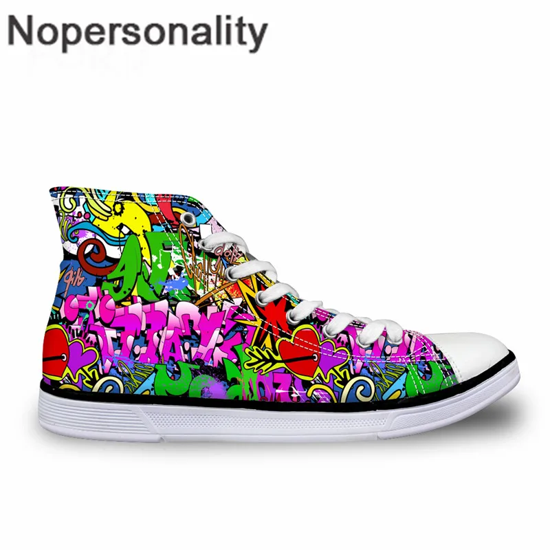 Nopersonality Cool Street Shoes Men Multicolor Graffiti Prints Canvas Slip-on Boys Fashion Footwear Walking Male Flats Sneakers - Цвет: C4372AK