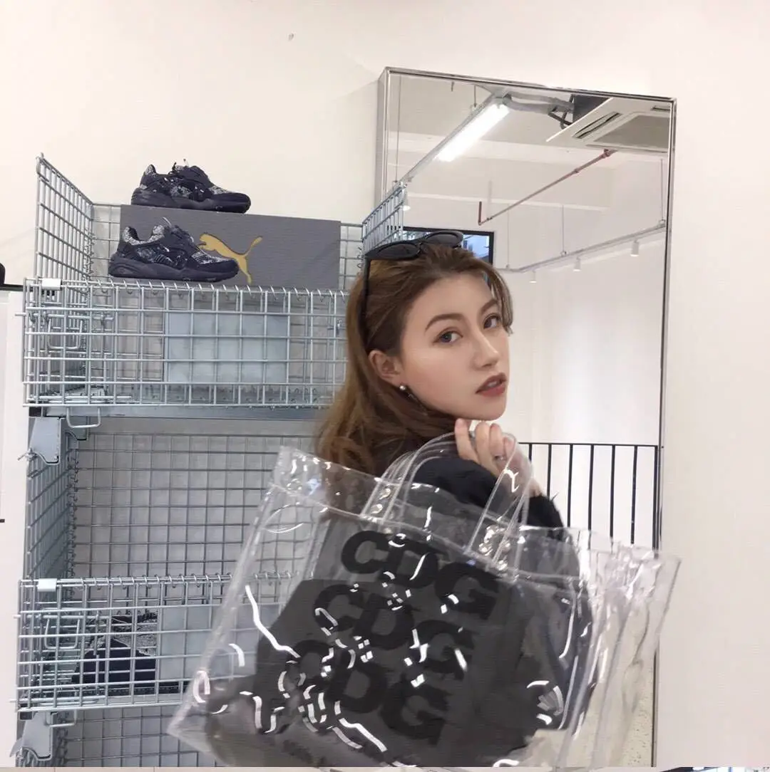 

New Chao Brand Open Transparent Hand-held Letter PV Large Bag Commuter Korean Women's Single Shoulder Hand-held