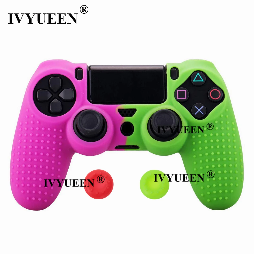 Силиконовый чехол IVYUEEN для Dualshock 4 PS4 Pro, тонкий чехол для контроллера и ручки для большого пальца, колпачки для playstation 4, аксессуары для игр