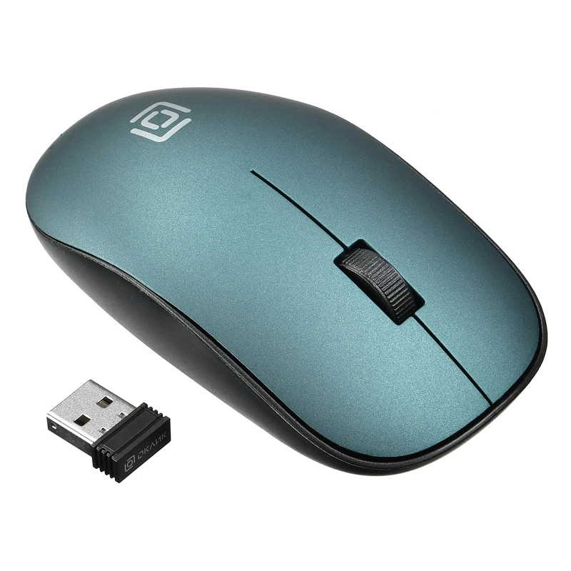 Мышь Oklick 515MW черный/зеленый оптическая(1200dpi) беспроводная USB(2but
