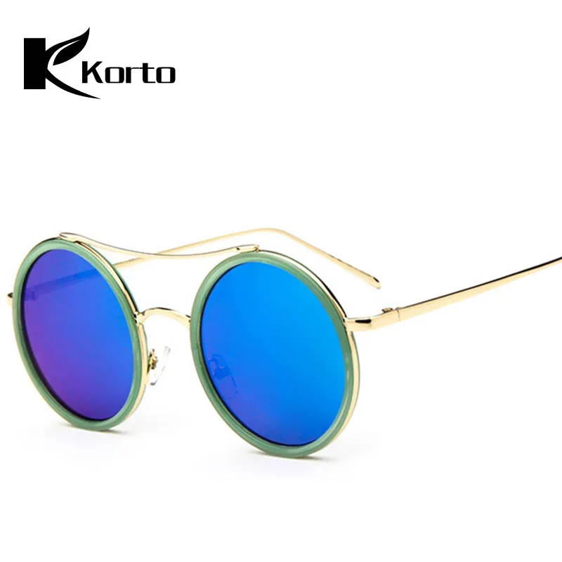Элегантные женские солнцезащитные очки, круглый ободок, оправа, мужские солнцезащитные очки, круглые синие линзы, очки для мужчин, модные, дамские, девичьи, глазки - Цвет линз: Green