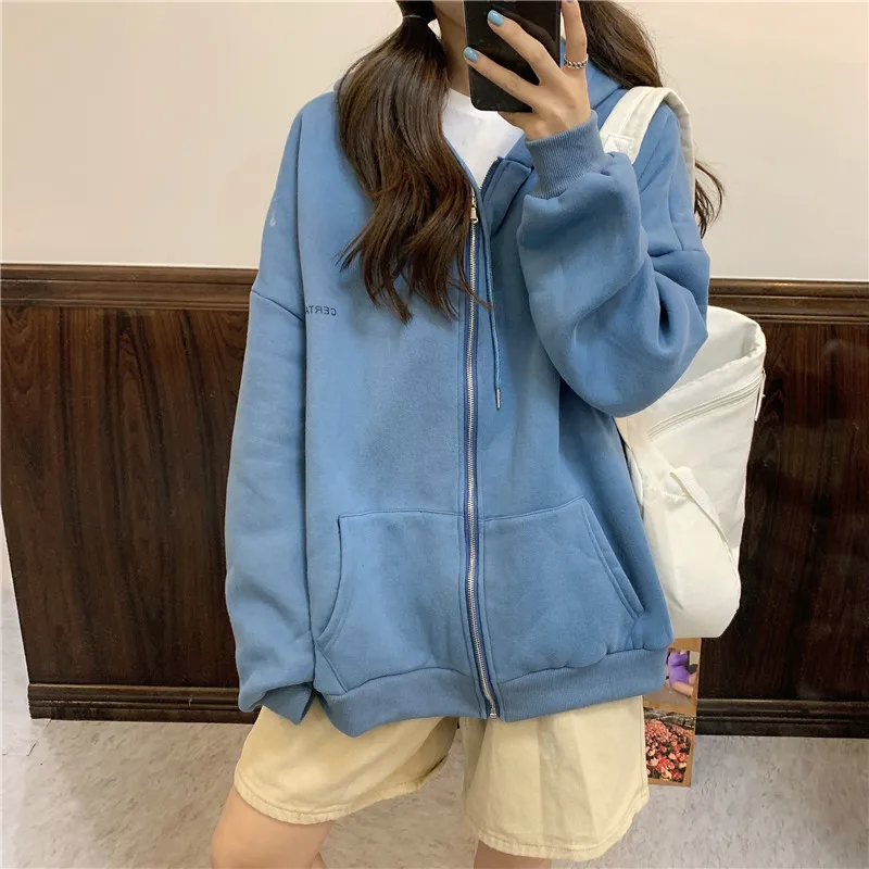 

Jackets Women Autumn Ulzzang Harajuku Fashion Pink Hoody Pockets Sweet Girls Womens Loose Casual Female Coats Oversize Clothing