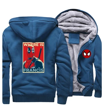 

Spider-Man Deadpool Where Is Francis Hoodies Fashion Casual Mens Hooded Jacket Warm Fleece Thick Raglan Fitness Hip Hop Warm
