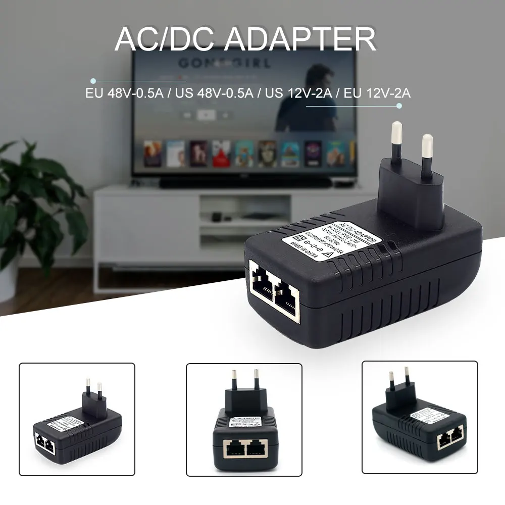 POE инжектор AC220V к DC12V 2A DC48V 0.5A POE питание через Ethernet Инжектор адаптер ЕС/Великобритания/США опционально