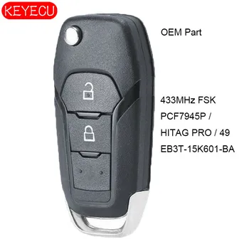 

KEYECU OEM Smart Remote Key 2 Button FSK 433MHz 49 Chip for Ford F150 F250 Ranger Mondeo EB3T-15K601-BA