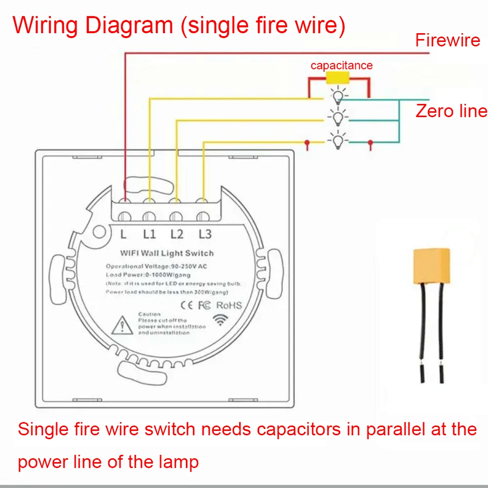 Interruptor Inteligente Wifi Táctil 3 Botones Con/Sin Neutro Negro OEM