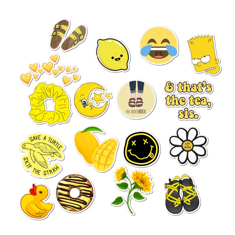 50pcs Summer Yellow Vsco Stickers Pack Hawaii Girl Cool For On The