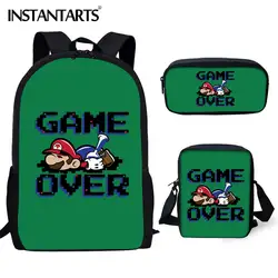 INSTANTARTS игровой набор из 3 предметов, рюкзак, школьная сумка Super Mario bros для девочек и мальчиков, Детская сумка-портфель с высоким аниме