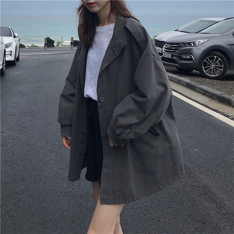 Зимняя Корейская Harajuku винтажная Повседневная Рабочая ветровка с длинными рукавами женская модная свободная простая повседневная женская куртка