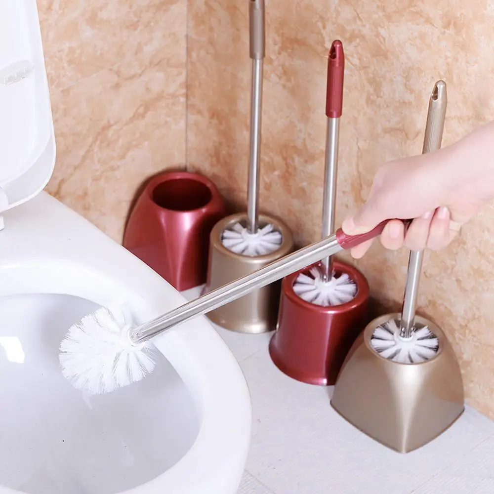 Creative Toilet brush Bathroom Stainless Steel Long Handle Wash Toilet Brush Cleaning Brush Set Cleaning Supplies&e