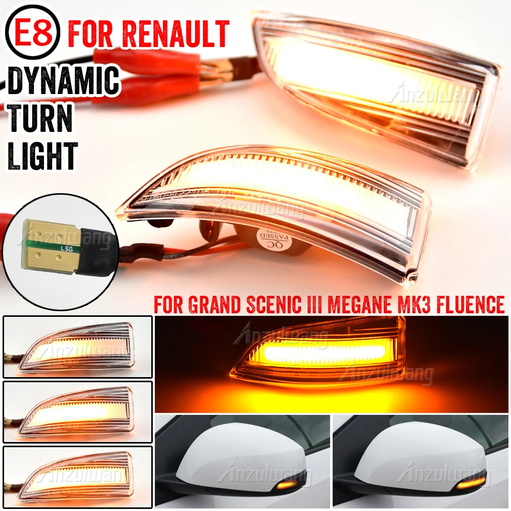 For Renault Megane MK3 Laguna III X91 Grand Scenic Fluence Latitude Dynamic LED Turn Signal Blinker Mirror Flasher Light | Автомобили и