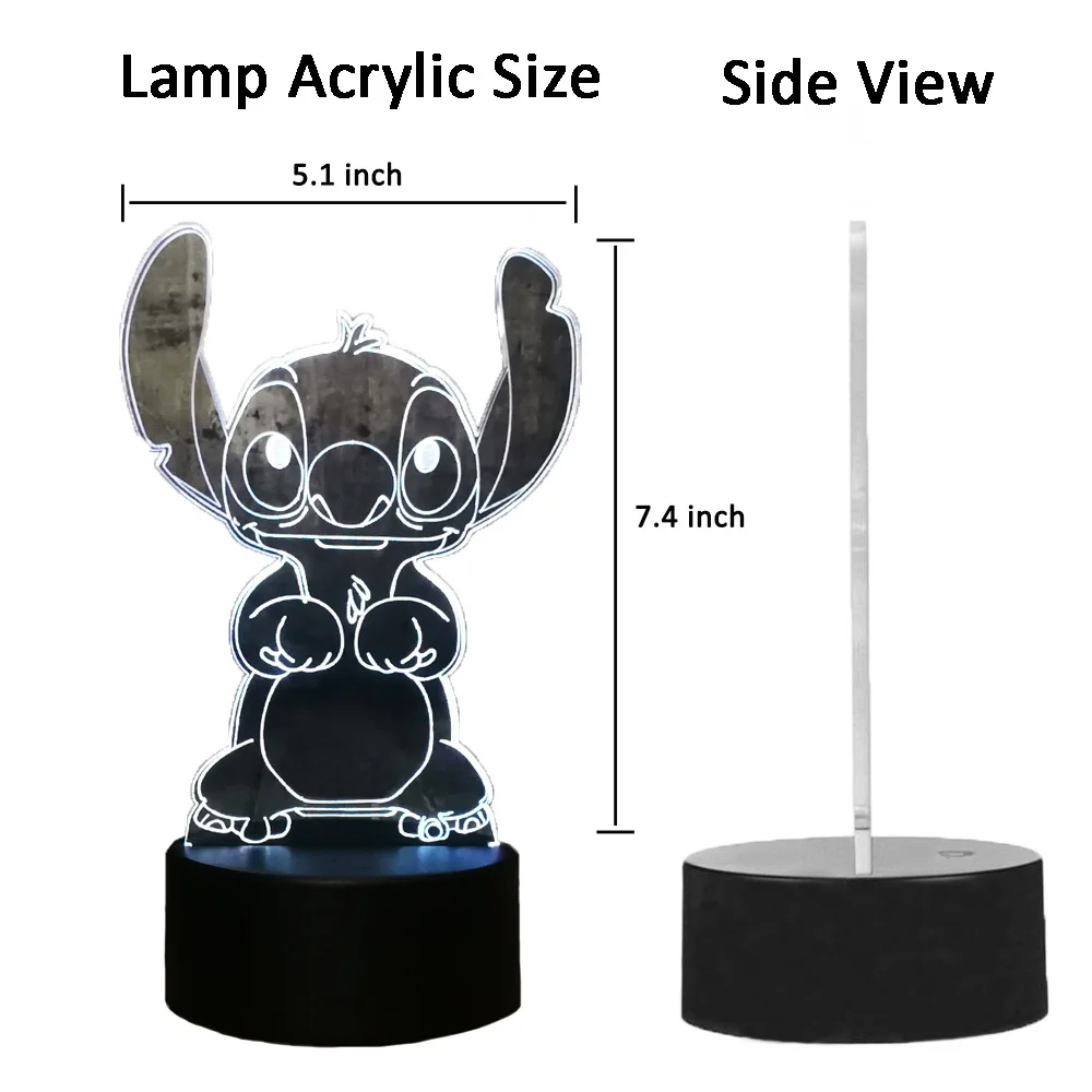  New Cartoon Cute Stitch 3D LED Night Light 7 Color Change Baby Sleep Table Lamp Home Decor Holiday  - 32953337941