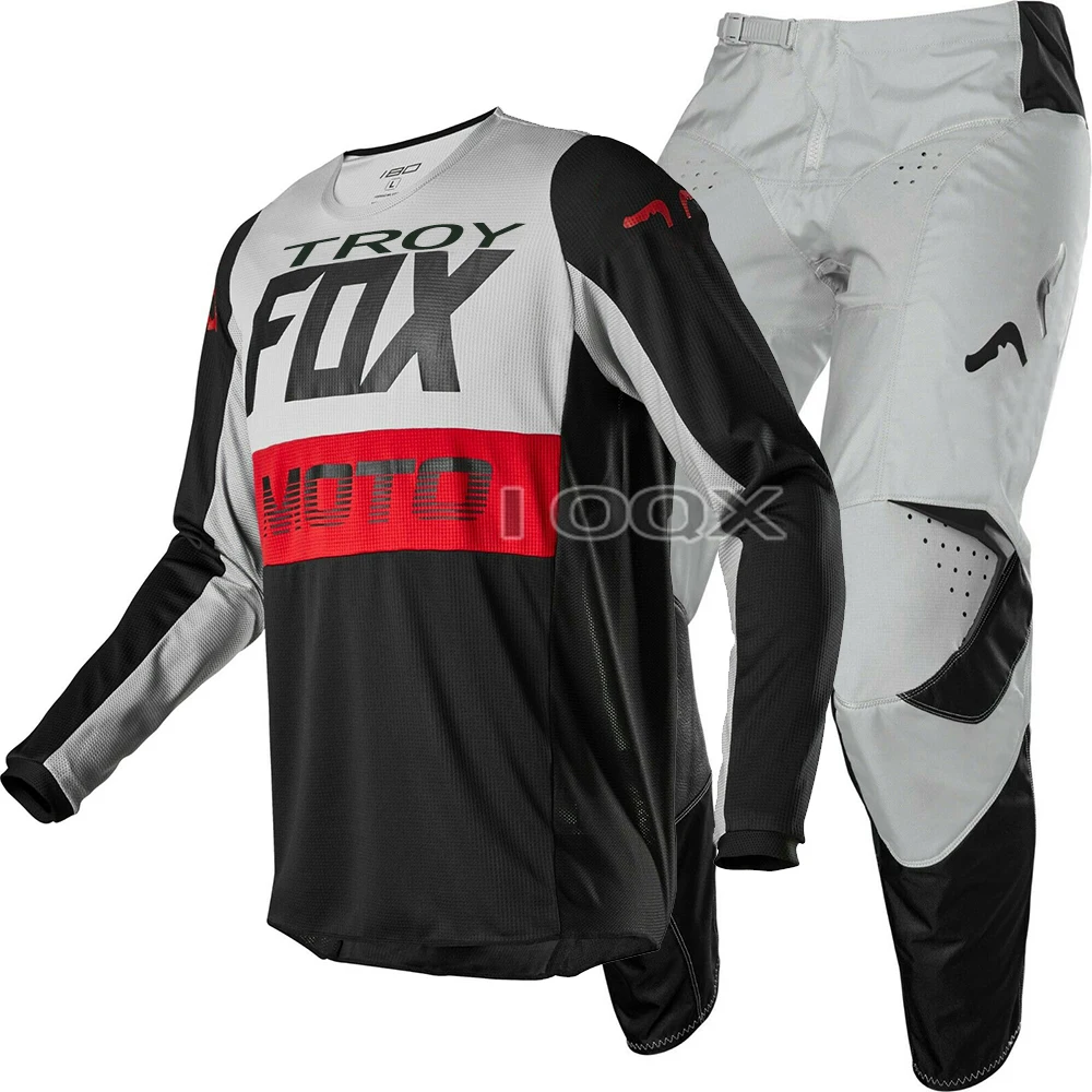 Бесплатная доставка 2020 TROY FOX MX/ATV Racing 180 Fyce внедорожник Серый Джерси брюки