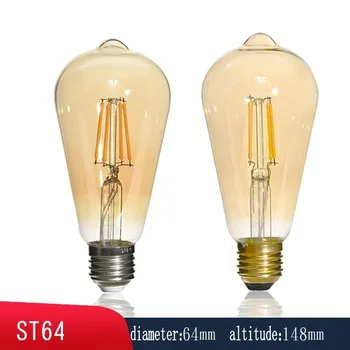 10W 15W 20W E27 Led Licht ST64 Led Dimbare Lamp Retro Edison Clear Amber Cover 220V led Filament Antieke Vintage Glazen Lamp