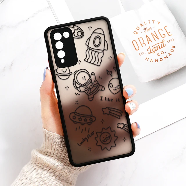 Case For Huawei P30 Pro Case P50 P40 Lite Hard Fundas Honor 8X 9A 20 10X 30 Lite Nova 5T Cartoon Astronaut Cover Lens Protection OA57